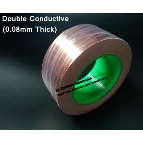 50mm*30M*0.08mm thick Single Adhesive, Two Sides Conductive Copper Electromagnetic wave shield Foil Tape fit for PDA, Laptop