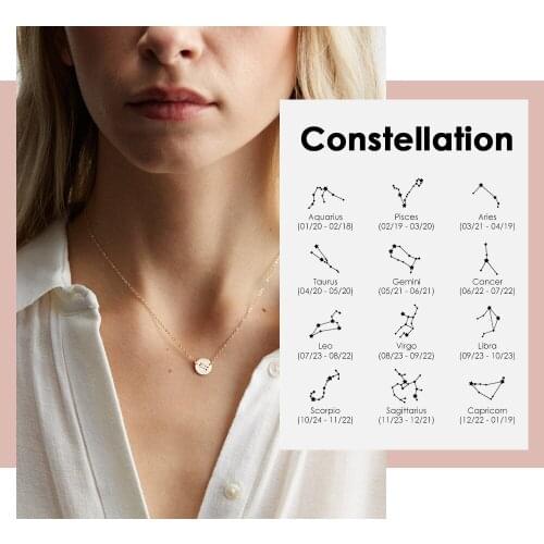 Visunion 316L Stainless Steel Necklace 9MM Personality Twelve Constellations Style Necklace Rose Gold Silver Color Necklace New