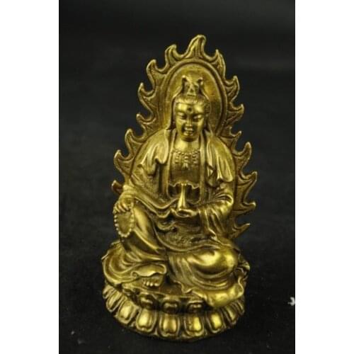 Elaborate Chinese brass Wealth Guanyin beautiful Auspicious Sculpture