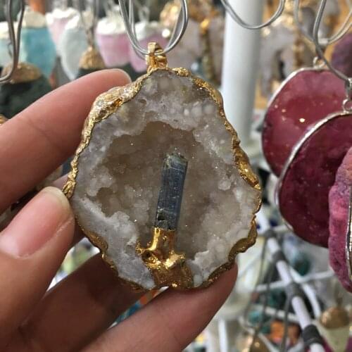 1pcs Crystal cave pendant ,Earrings gold embellished