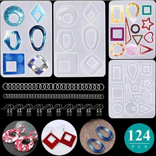 Silicone Casting Resin Molds & Accessories Tools Set For Resin Jewelry DIY Uv Epoxy Earring Pendants Crafts 3D Art