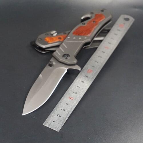 Folding Knife Pocket Survival Tactical Knife 440C Camping Outdoor Hunting Knives EDC Wood Handle Multi Self-defense Tools