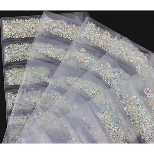 SS3-SS10 Transparent AB About 1728Pcs Shiny Nail Art Non Hotfix Flatback Glue On Rhinestones For DIY Nail Art Jewelry
