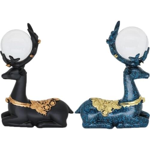 Resin Deer Figurine Display Stand for Crystal Glass Lens Ball Photography Lensball Base Magic Sphere Holder Xmas Ornament Statue