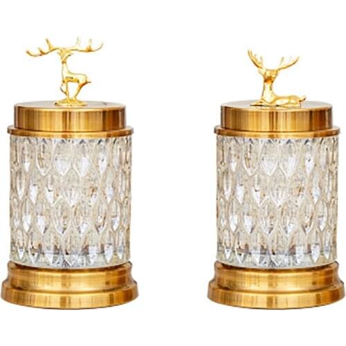 European-style glass box candy jar creative sugar bowl living room decoration deer crafts storage vial ornament decoration