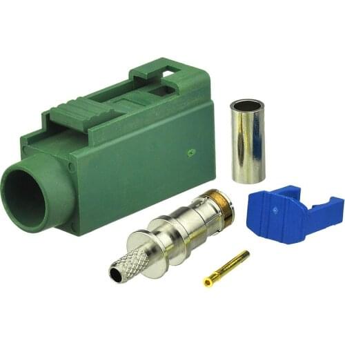 Superbat Fakra E Code Green/6002 Car TV1 Jack Connector Crimp for Coaxial Cable RG316 RG174 LMR100 Jeep Truck