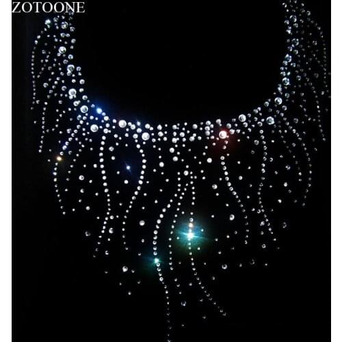 ZOTOONE Clear Crystal Iron on Patch Hot Fix Rhinestone Applique for Wedding Dress Clothes Super Bright Rhinestones Strass E