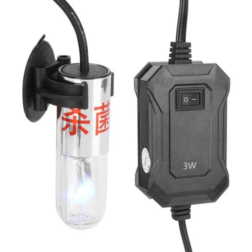 Aquarium UV Light Ultraviolet Light Timer Fish Tank Pond Cleaning Light Lamp 220V EU Plug 3W