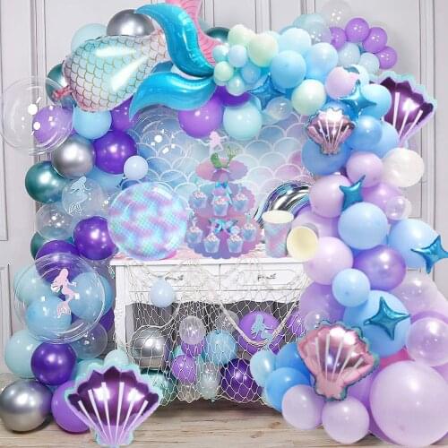 Mermaid Birthday Party Little Mermaid Party Decor Tail Shell Balloon Garland Arch Wedding Decor Under the Sea Ocean World Party