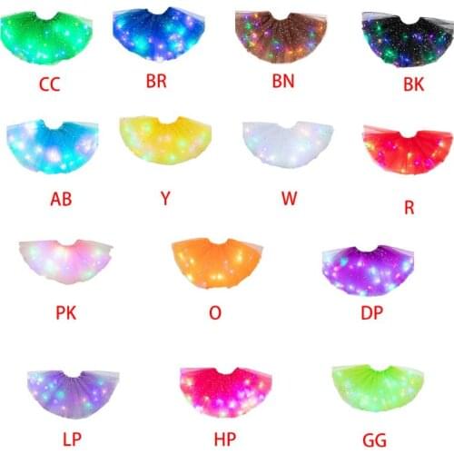 Women Star Sequins Tutu Skirt LED Light Up Neon Colorful Dance Party Short Dress