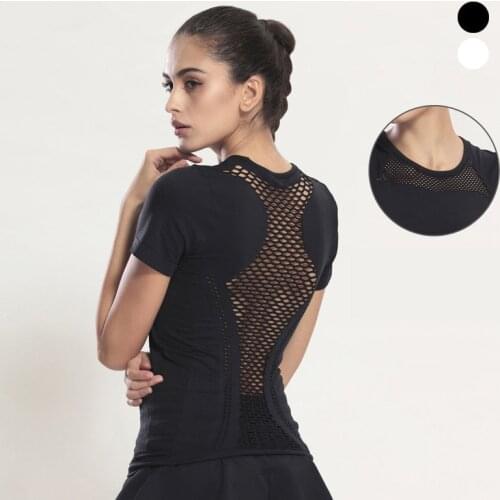 2017 Summer Ladies Black White Tops Mesh Short Sleeve Shirts Women Cheap Clothes Female Breathable and comfortable