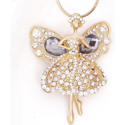 Angel Elves Crystal Rhinestone simple wild autumn and winter Korean Korean decorative jewelry chain necklace long sweater Ms E65