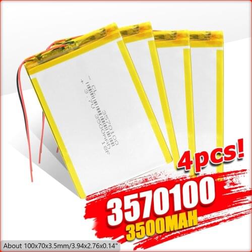 1/2/4 3570100 100x70x3.5mm Rechargeable Li Polymer Li Po Lithium Polymer Battery For IPad DVD Tablet Laptop Game Player E-book