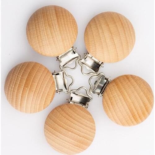 1/5pcs Baby Pacifier Clips Metal Wooden Baby Pacifier Holder Infant Nipple Holder Dummy Clip Beads Soother Teether Feeding Care