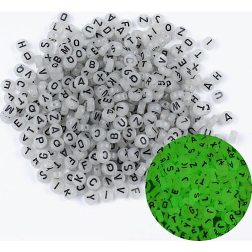 4x7mm 100-500Pcs/lot Acrylic Letters Beads Luminous Flat Round Shape Loose Spacer Beads for Diy Beaded Material Jewelry Making