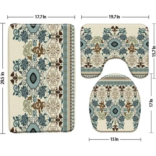 Bohemian Geometry Exotic Bath Mat 3pcs Set Floor Mat Door Mats Bathroom Rug Carpet Anti Slip Toilet Seat Cover Bathroom Products