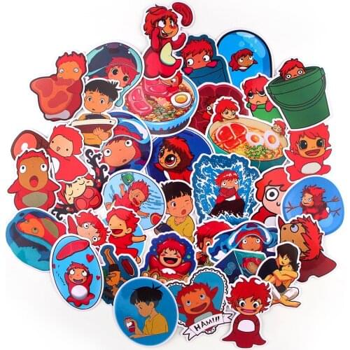 35Pcs Ponyo on the Cliff Series Sticker Home Decor Fridge Styling Travel Suitcase Graffiti Styling Waterproof Stickers