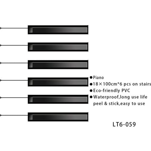 6Pcs Piano Tile Wall Stair Riser Floor Sticker Self Adhesive Waterproof PVC Wall