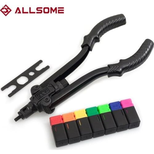 ALLSOME BT-619 RIVET NUT TOOL Hand Blind Riveter Hand Riveter Rivet Gun with 7 Metric Mandrels