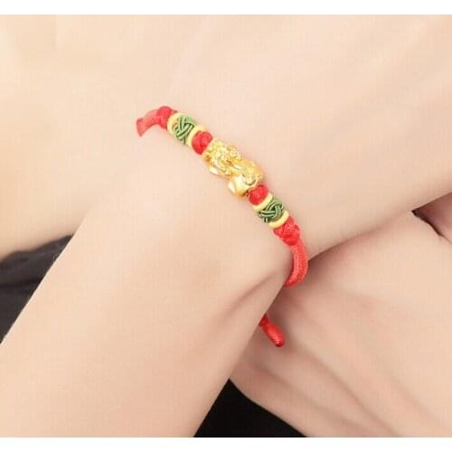 Authentic 24K Yellow Gold Bracelet Lucky Pixiu Knitted Bracelet 1.60g