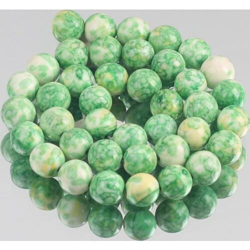 Natural Stone Green Colorful Rain Jaspers Round Loose Beads for Jewelry Making DIY Woman Bracelet Necklace 4/6/8/10/12mm
