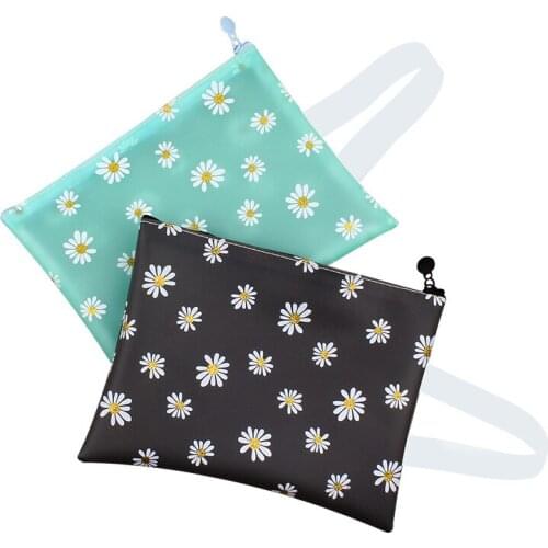 Little Daisy Zipper Pencil Case for Students Large Capacity Zipper Bag Silica Gel Waterproof Pencil Bag Cosmetic Storage Bag