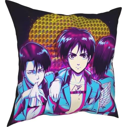 AOT Attack On Titan Eren Pillowcase Printed Polyester Cushion Cover Decorative Pillow Case Cover Home Zipper 40*40cm