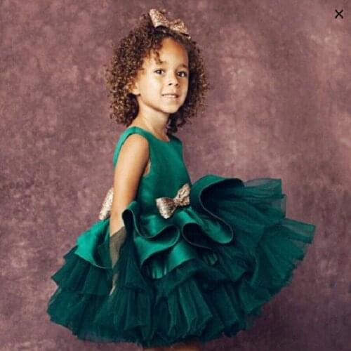 Baby Christmas Dresses Ruffle Lace Pageant Party Wedding Flower Girl Dress Baby Girls Holiday robe Infant Tutu Party Outfits