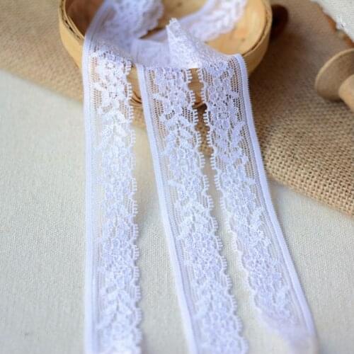 5 Meters/lot Width 2.2cm White Elastic Lace Ribbon Trim Stretch Embroidered Lace Trimmings Sewing Fabric for Underwear Lingerie