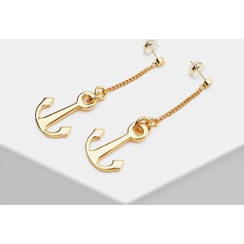 G11 Amorita Boutique Trendy Gold Anchor Chain Tassel Drop Earring Accessories For Women Party Gift Jewelry