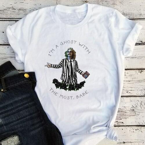 Beetlejuice Graphic T Shirts Halloween Horror Movie Women Clothing Squad Horror Friends Tops Beetlejuice Graphic Tees Men Plus