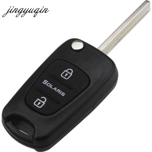Jinyuqin 3 Button Replacement Car Flip Folding Key Shell Blank Remote Fob Shell For Hyundai Solaris