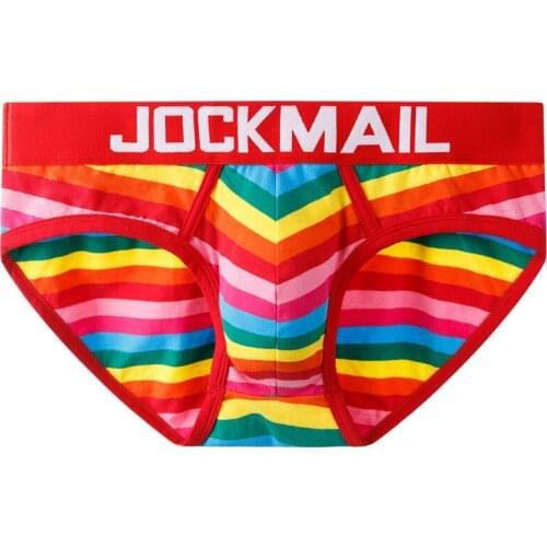 JOCKMAIL Fashion Gay Mens Underwear Rainbow Color LGBTQ Party Clothing Sexy Briefs Striped Shorts Fitness Casual Underpants