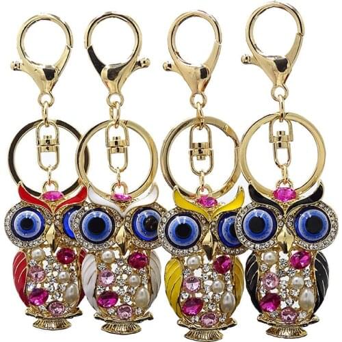 XDPQQ Classic Animal Keychain Series Cute Owl Keychain Bag Pendant Car Keyring Commemorative Gift 4 Colors