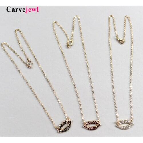 Carvejewl short necklace crystal rhinestone cute mouth pendant thin simple chain necklace for women jewelry girl gift wholesale