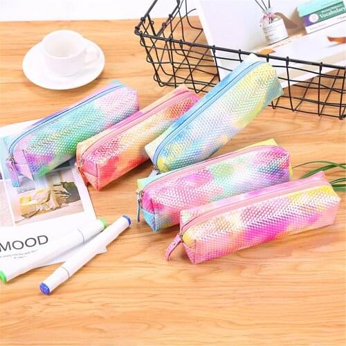 Colorful Childrens Stationery Bag Fashion Pu Large Capacity Waterproof Pencil Bag