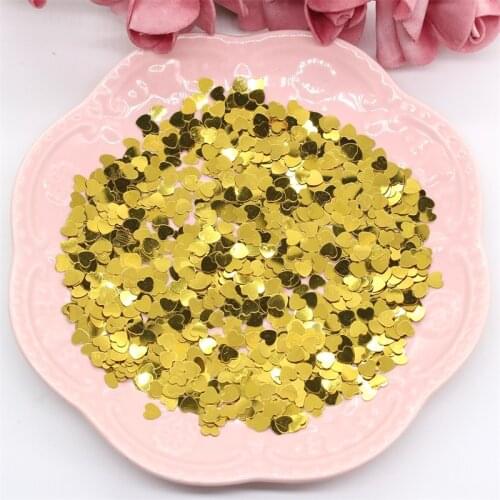 KSCRAFT 5mm Gold Heart-Shaped Shape Sequins PVC Flat for DIY Card Making Craft Color Collection