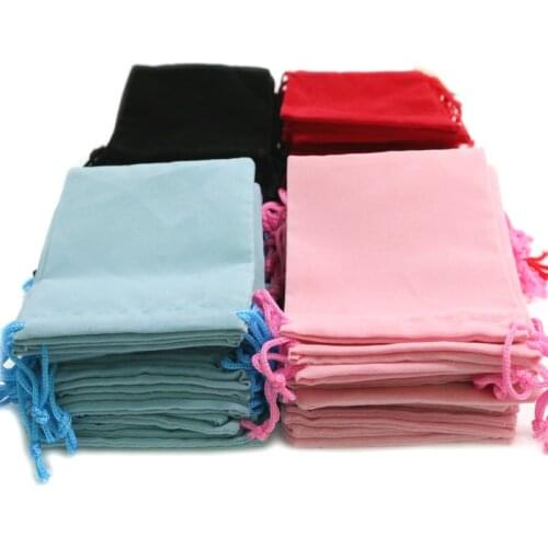 50pcs 10*12cm Velvet Drawstring Bag/Jewelry Bag Christmas/Wedding Gift Bags Black blue pink Red Wholesale