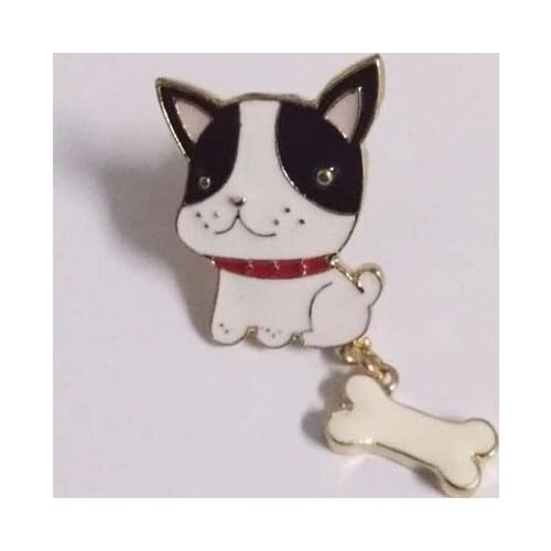 Fashion accessories metal enamel bone bulldog badge brooch pin