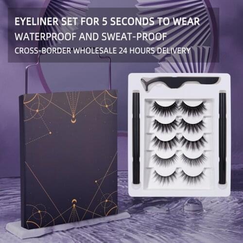 5pairs Self-Adhesive Eyeliner Pen Lashes Set Quickdrying No Magnetic Eyelashes Extension Wholesale Faux Cils Natural Makeup Tool