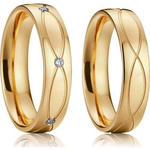Ladies Love Alliances Golden proposal marriage Wedding Rings set for couples men and women stainless steel jewelry