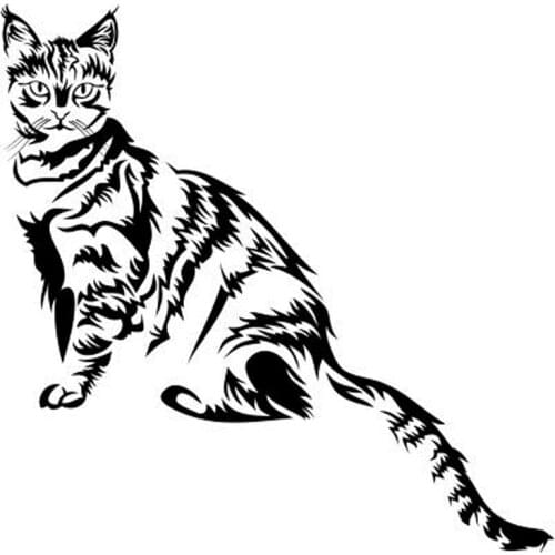 Car Sticker Small Sitting Cat Classic Animal Car Sticker Personalized Car Window Decoration Decal Black/White,15cm*14cm