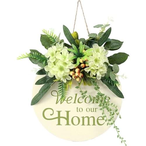 Wall Hanging Wreath Artificial Flower 11.8 Inch Smooth Edges Decoration For Front Door Excellent Material Wooden Signs