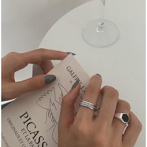 New Personality English Letters 925 Sterling Silver Jewelry Exquisite Niche Factory Direct Sales Opening Rings