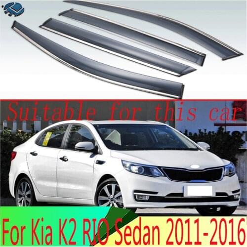 For Kia K2 RIO Sedan 2011 2012 2013 2014 2015 2016 Plastic Exterior Visor Vent Shades Window Sun Rain Guard Deflector 4pcs