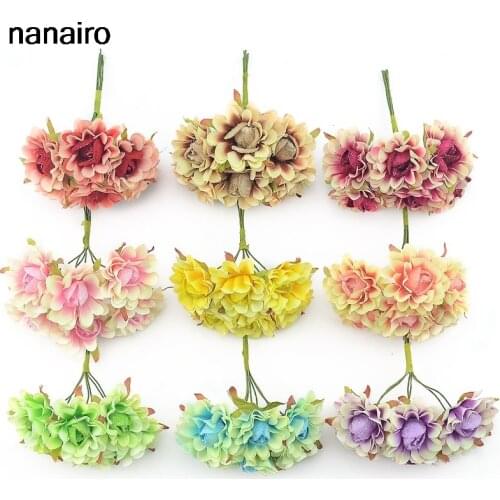 Cheap 6 pieces of artificial silk imitation poppy bouquet wedding decoration home Christmas gifts DIY wreath handicraft applicat