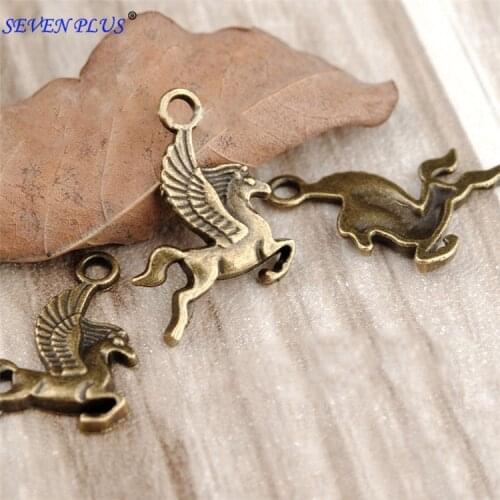 High Quality 20 Pieces/Lot 20mm*15mm Antique Bronze Plated Flying Horse Charms