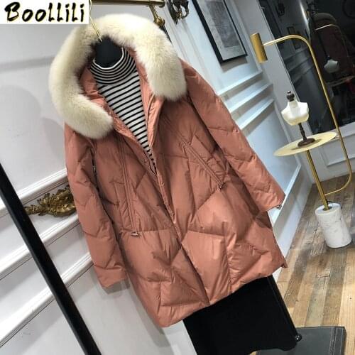 Boollili White Duck Down Jacket Women Korean Hooded Down Coat Women Winter Coat Puffer Jacket Women Warm Parka Female Tops