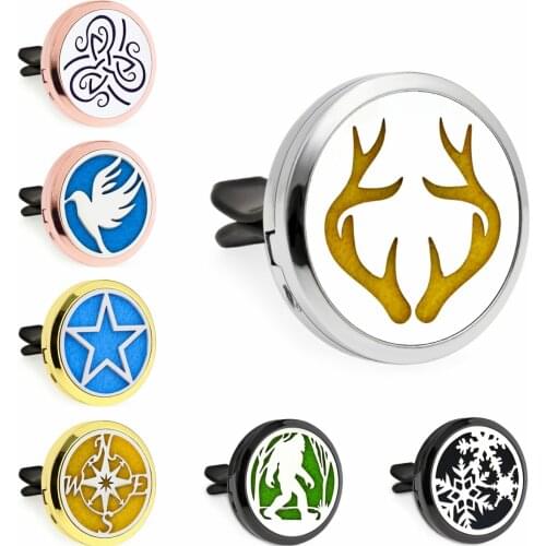 New arrivals colorful 30mm Essential Oil Car vent clips Flower of life Perfume Locket Car diffuser Locket Free 10Pads H590-H616