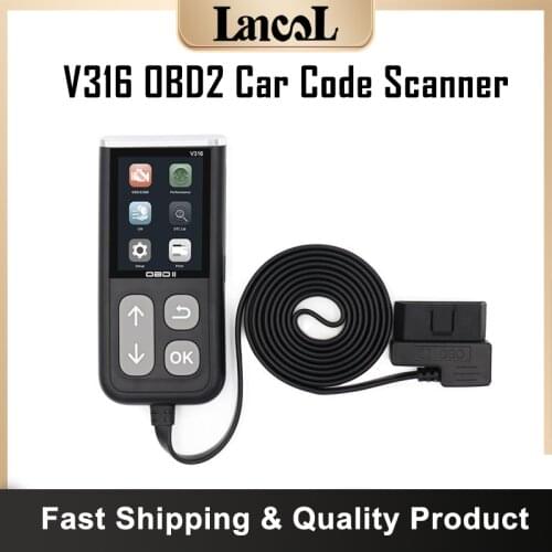 V316 OBD2 Car Code Scanner Reader Automobile Engine Fault Diagnosis Instrument Code Reading LCD Screen Multilanguage Bluetooth